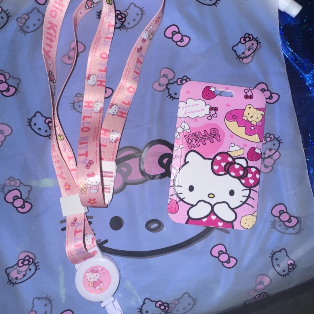 Hello Kitty Pink and Light Purple Lanyard with Cardholder